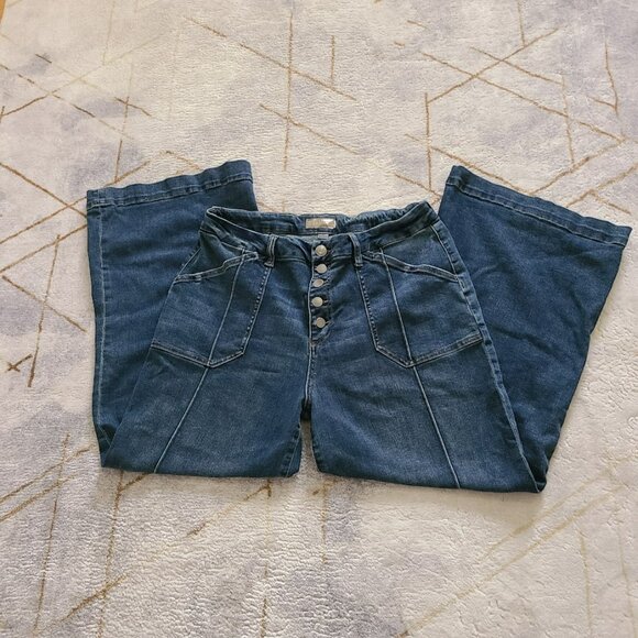 KUT from the Kloth Meg High Rise Wide Leg Cropped Jeans Size 16 Utility Pockets - Picture 8 of 8